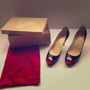 Christian Louboutin Black/Red peep toe heels